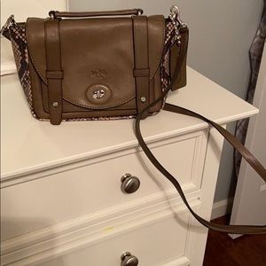 Green Coach messenger purse w/python accent